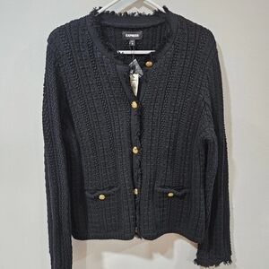 NWT Express Black Cardigan With Gold Buttons Size XL